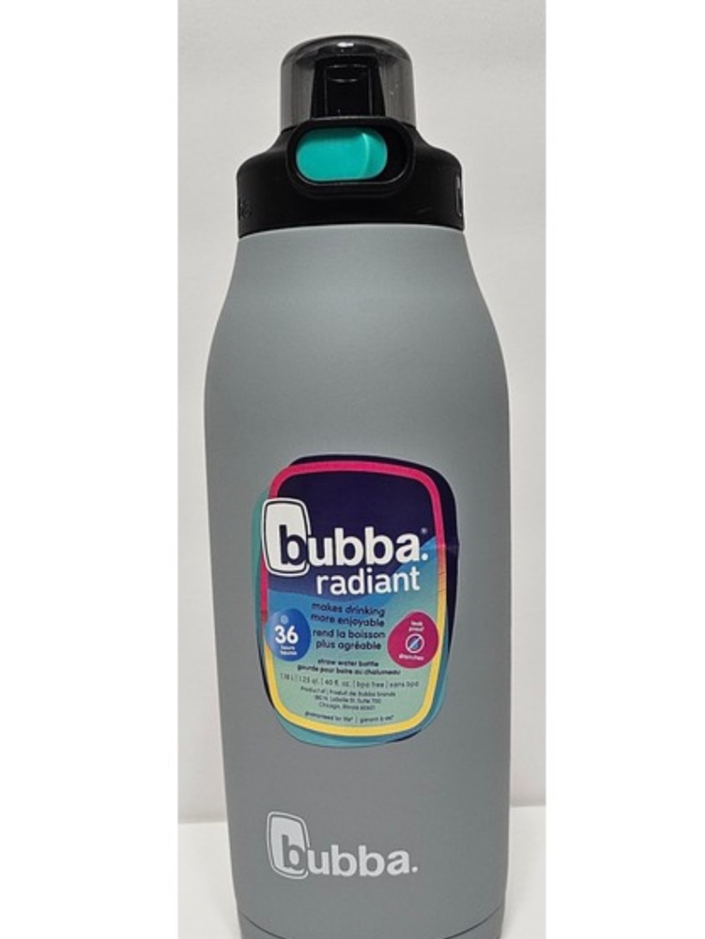 NWT Bubba Radiant Gray Water Bottle with Black Top 40 oz
